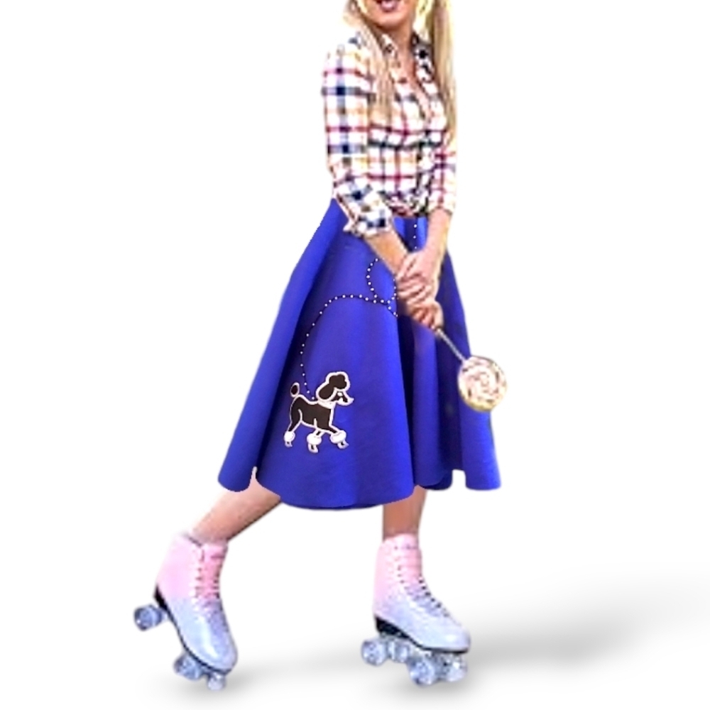 Vintage Blue Felt 50s Poodle Skirt